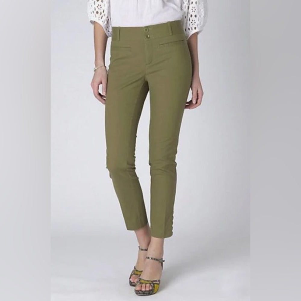 Anthropologie Cartonnier Tilda Cutout Mid Rise Chino Pants Green Size 10